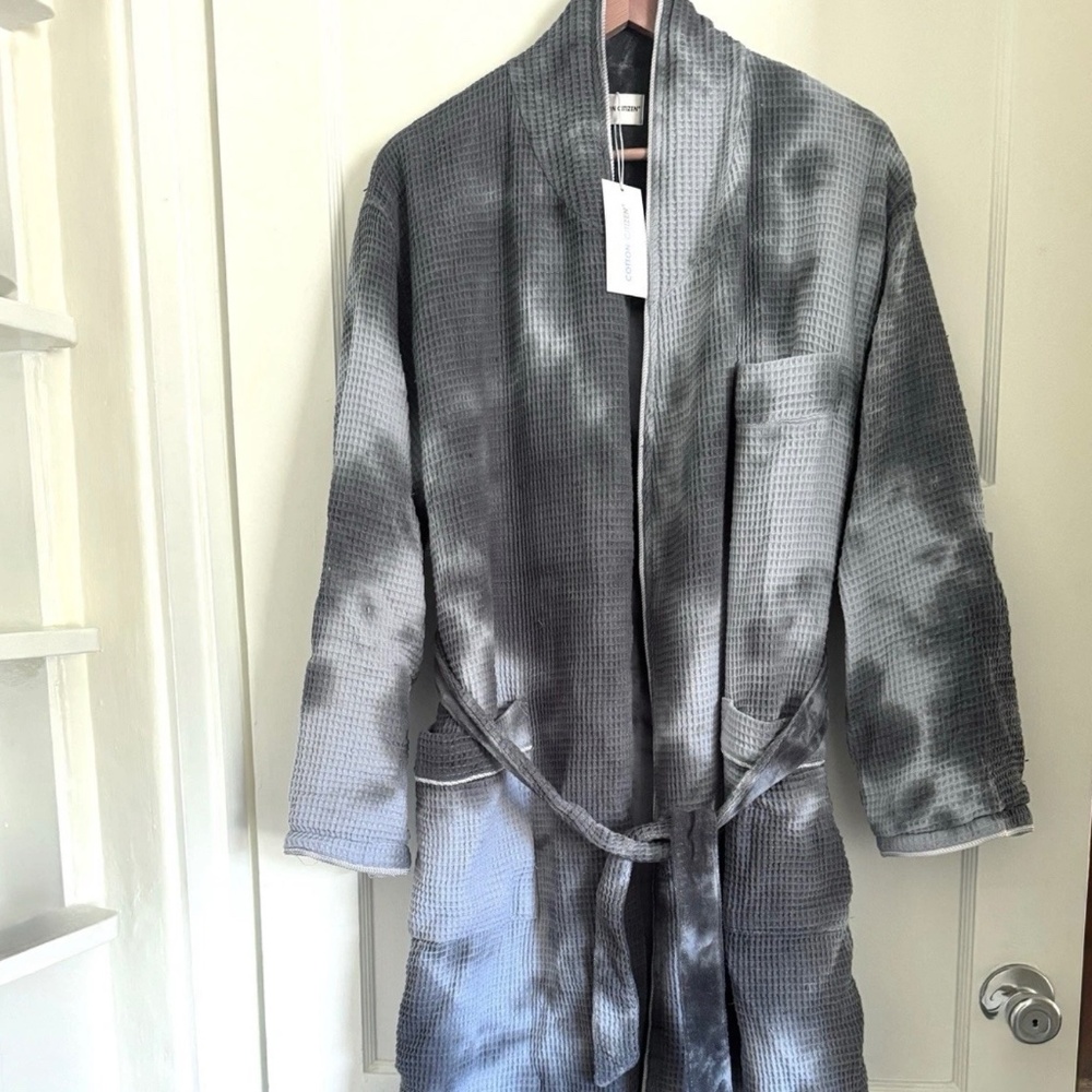 Cotton Citizen Gray/Blue Tie Dye Robe NWT